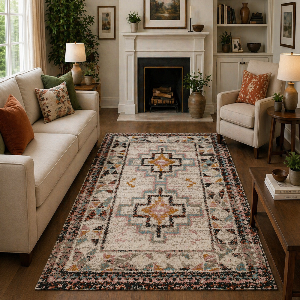 3263afb0-d78b-4b27-bd6e-329d942695f7 Geometric Persian Shag Area Rug - Threshold - Image 1