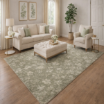Muted Green Floral Area Rug - Threshold