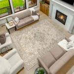 Washable Area Rug, Apache Chenille, Rosetta Beige