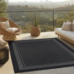 Indoor/Outdoor Rug, Geo Border Charcoal - Ravenna