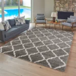 Shag Rug Collection, Thomasville Trellis Gray and Cream