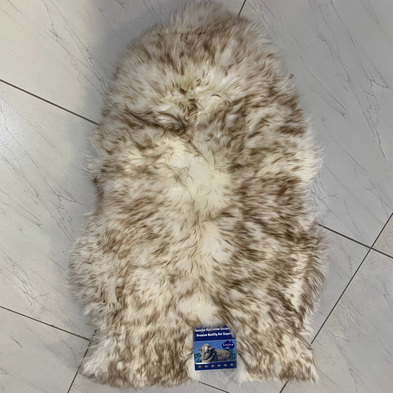 IMG_9549 Australian Sheepskin Rug - Cream/Brown - Image 1