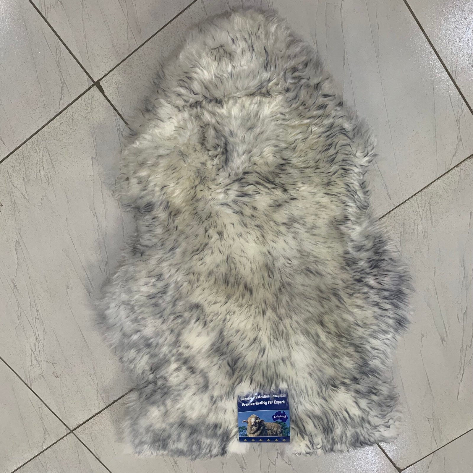IMG_9553 Australian Sheepskin Rug - Cream/Grey - Image 1